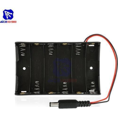 Diymore 6x1.5V AA Battery Holder Case with DC 5.5x2.1mm Barrel Jack Connector for Arduino Battery Box