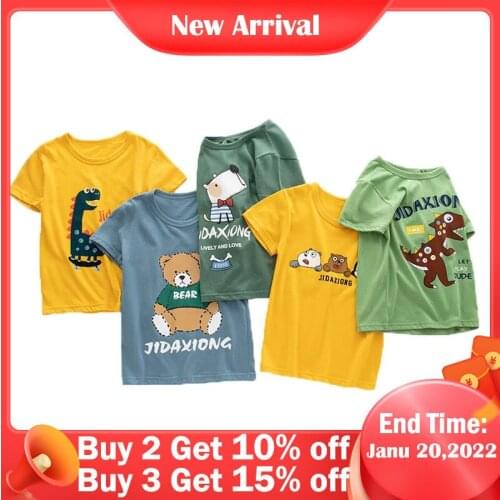 Cotton T-shirt For Girls Boys Summer Kids Clothes T-shirt Short Sleeve shirt Girls Tops Kids Homewear Baby Boys Dinosaur t-shirt
