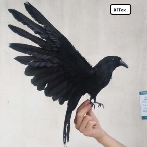 Simulation wings crow model foam&furs wings black bird doll gift about 30x50cm xf0401