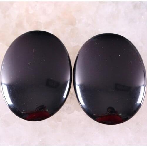 1Pcs Cabochon Natural Energy stone No Drilled Hole Oval Bead for Men Women DIY Jewelry Making Black Onyx Sides Are Same Bead