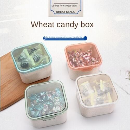 Creative Household Sealed Wheat And Fruit Plate With Cover Wheat Straw Candy Box Square Snack Dry Fruit Tray