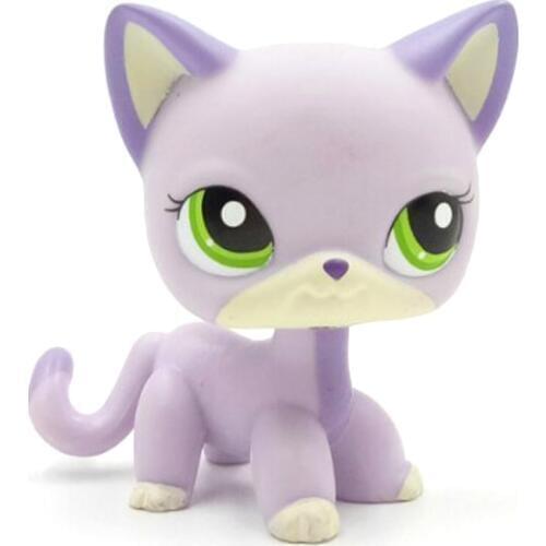 LPS CAT Rare pet shop toys standing #2094 short hair cat blue-violet kitten green eyes old original free shipping