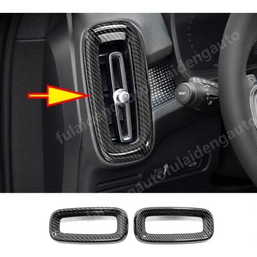 2pcs For Volvo XC40 2019-2021 Carbon Fiber ABS Matte Interior Side Air Vent Outlet Cover Trim Car Styling Accessories