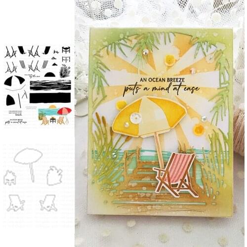 Vacation Beach Metal Cutting Dies and Stamps DIY Scrapbooking Card Stencil Paper Cards Handmade Album Stamp Die Sheets New