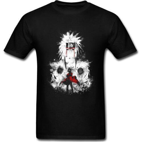 Naruto T-shirt Sennin Modo T Shirt Ink Splash Tshirt Men Black Clothes Japan Anime Tops Cotton Fabric Tees Cool Streetwear