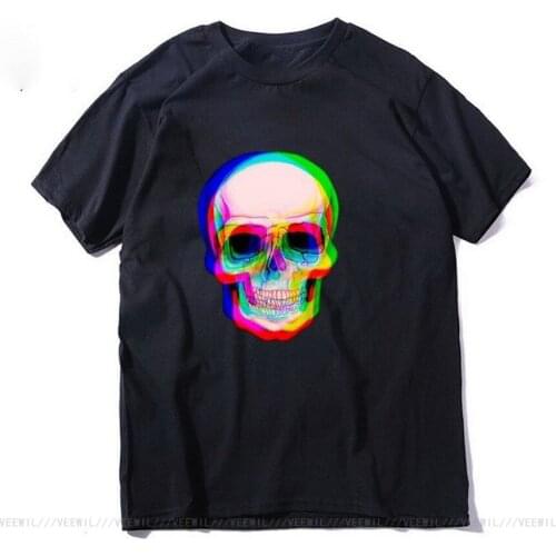 COOLMIND Qi0410A 100% Cotton Short Sleeve Skull Men T Shirt Casual Loose Summer Street T-Shirt Men Unisex New Fashion Tshirt