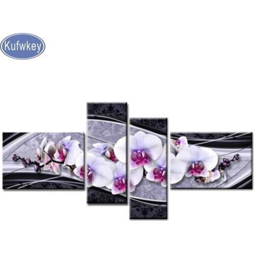 Kufwkey Multi-picture Combination diamond painting Orchid,Diamond Embroidery flowers,painting whit Diamond mosaic,full square 5d
