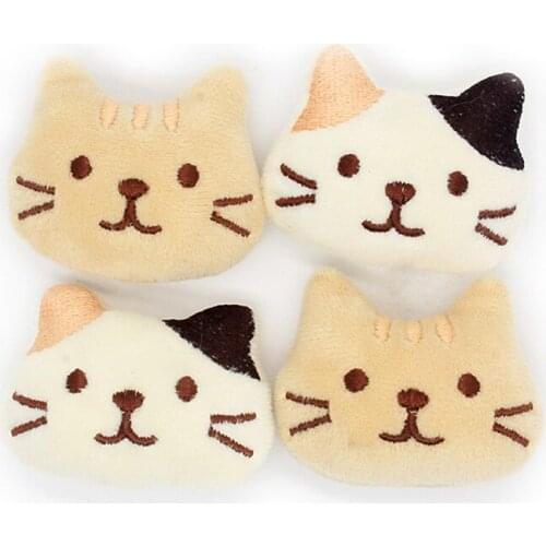 10pcs/lot 4.2*5.5cm Plush Fabric Patches Cartoon Cat Padded Appliques Kids Headwear Garments Accessories DIY Handmade Patches