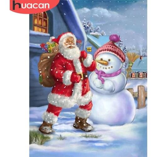 HUACAN Full Square/Round 5d Diamond Painting Snowman Mosaic Christmas DIY Diamond Embroidery Santa Claus Home Decor