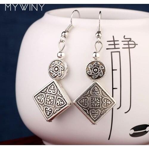 Stage performance DIY vintage Tivetan style dangle earrings ,New Chinese wind old fashioned metal jewelry