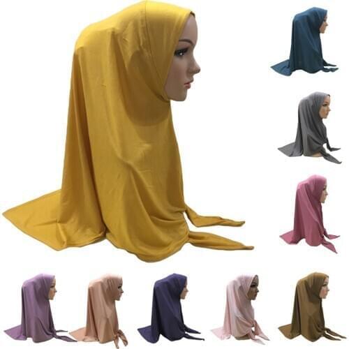 Muslim Women Hijab Scarf One Piece Turban Headscarf Amira Arab Head Neck Cover Wrap Headwrap Shawls Prayer Headscarf Islamic New