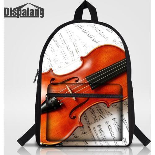 Dispalang Musical Note Violin Printing School Backpack For Teenage Girls Boys Women Canvas Laptop Bag Rucksack Children Bagpacks