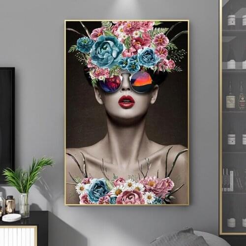 Nordic Abstract Flower Girl Art Poster Printing Canvas Painting Art Wall Picture Living Room Bedroom Decoration Cuadros