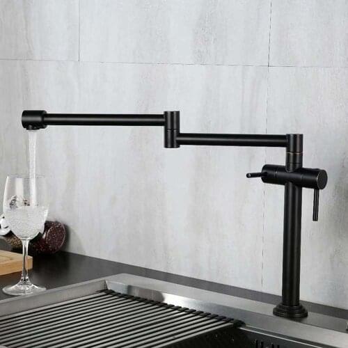 Copper Hot And Cold Double-Handle Folding Kitchen Faucet Folding And Rotatable Single-Hole Double-Control Sink Telescopic Faucet