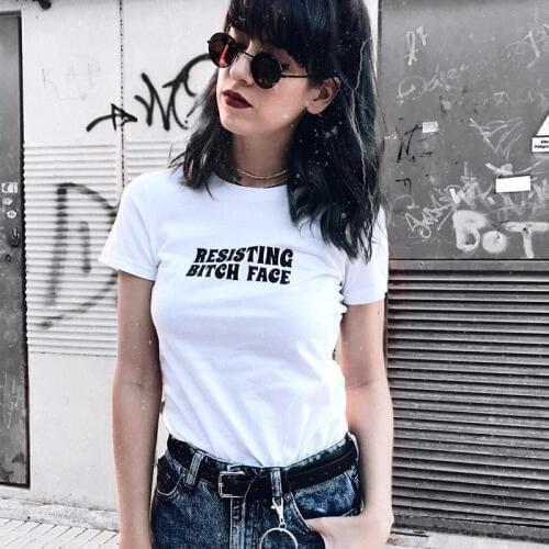 Resisting bitch face Print Women Tshirts Cotton Casual Funny t Shirt For Lady Top Tee Hipster Drop Ship NA-639