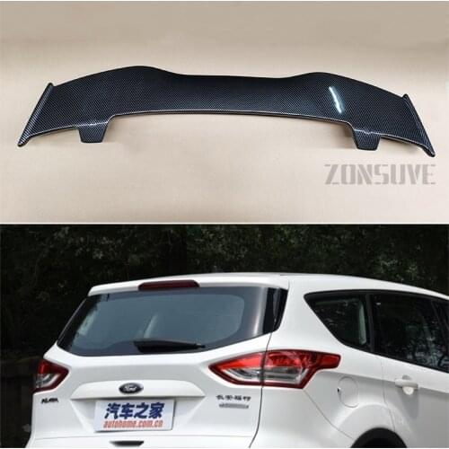 Use For Ford Kuga 2013-2020 Spoiler ABS Plastic Carbon Fiber Look Hatchback Roof Rear Wing Body Kit Accessories