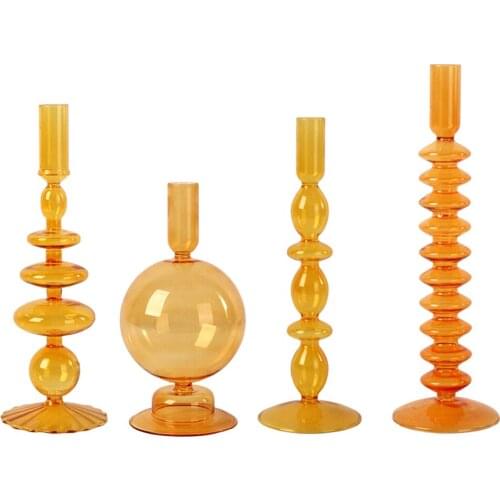 Nordic Glass Candle Holder Stained Glass for Home Ornaments Photo Props