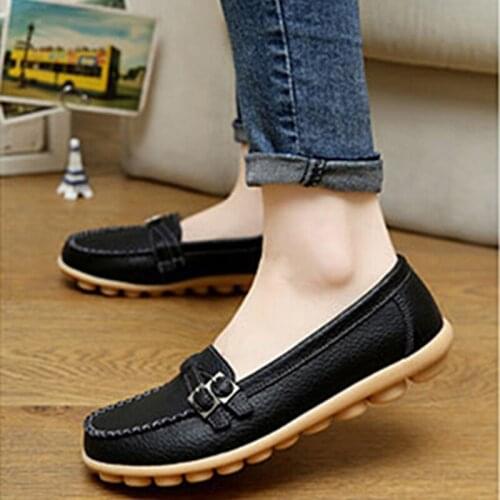 Spring Flats Ladies Shoes Loafers Genuine Leather Ladies Flats Slip On Ladiess Loafers Female Moccasins Shoes