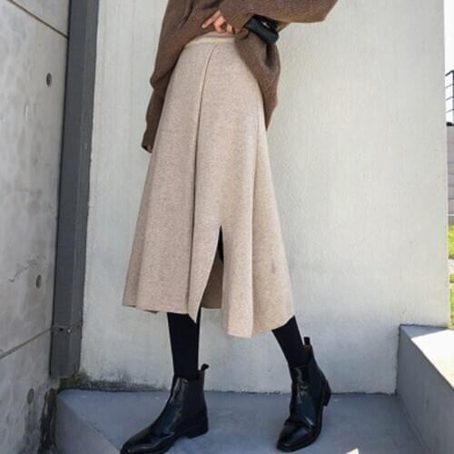 Side Opening Maternity Skirts For Pregnant Women Clothes Abdominal High Waist Pregnancy Knitted Casual Slim Winter Bottoming