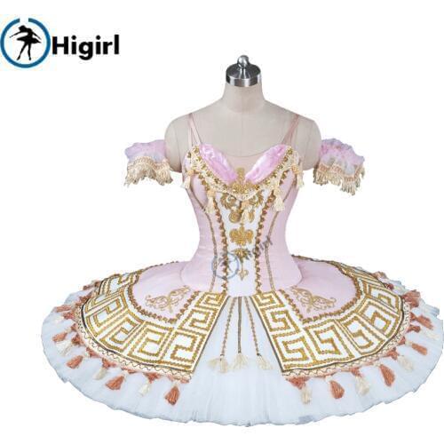 Pink Gold Don Quijote Cometiton YAGP Proessional Ballet Tutu Women Ballerina Pancake Performance Tutu BT9118