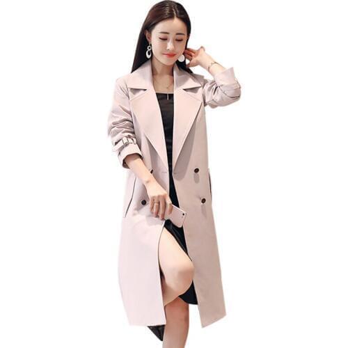 Autumn new Casual Long sleeve Double Breasted Trench fashion Turn-down Collar Medium and long section Coats women