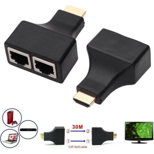 1 Pair HDMI-compatible Video Extension Extender Adapter Signal Amplifier RJ45 Max 30M for STUB DVD HDTV Projector