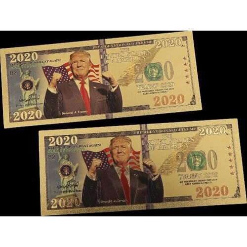 1pc Trump Gold Plated Dollars Antique Plated Commemorative Notes Gifts Collection Realistic Souvenir Fake Money Coin