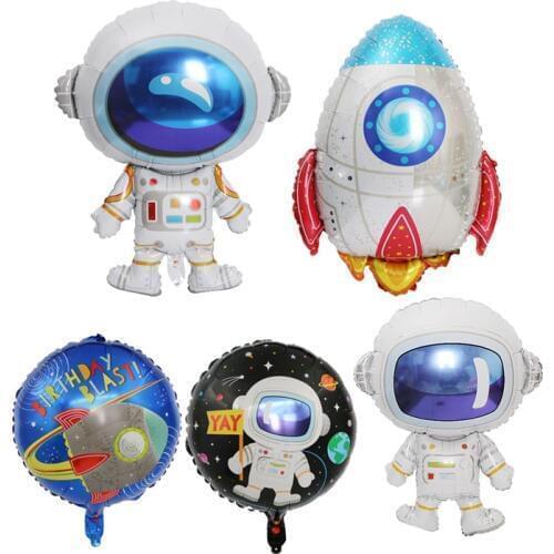 1pcs Cartoon astronaut spaceship balloon Aluminum foil balloons Rocket Theme party Birthday party decoration kids balloon