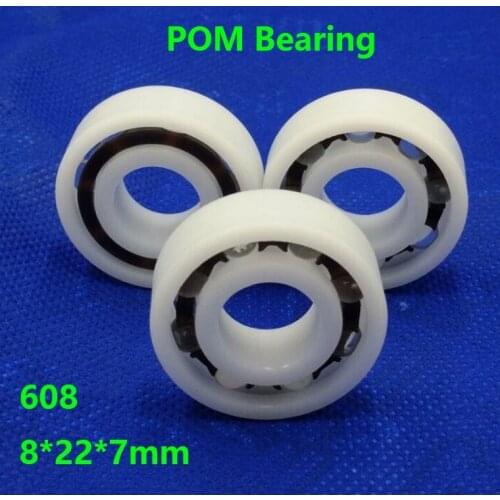 10pcs/50pcs POM bearing 608 8*22*7mm Plastic ball bearings with Glass balls Nylon Cage deep groove 8×22×7mm