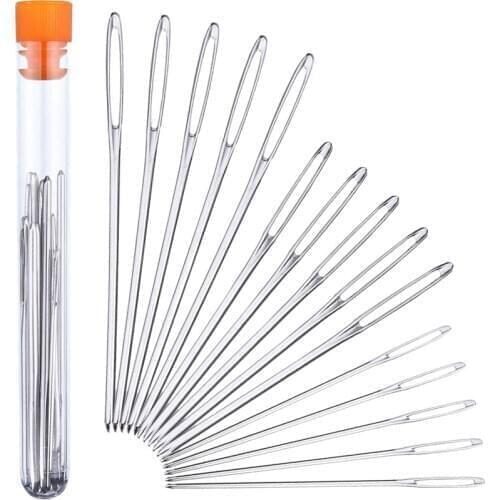 15 Pieces Blunt Needles stainless steel Large-Eye Yarn Knitting Needles Sewing Needles, 3 Sizes