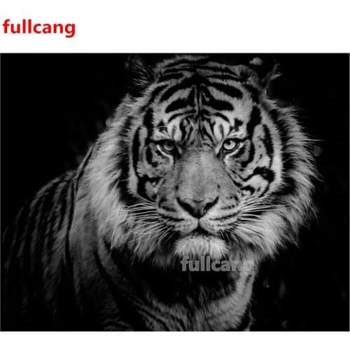Black white tiger 5d DIY Diamond Painting Full Drill animal Diamond Embroidery Mosaic Cross Stitch decor drop shipping JX2182