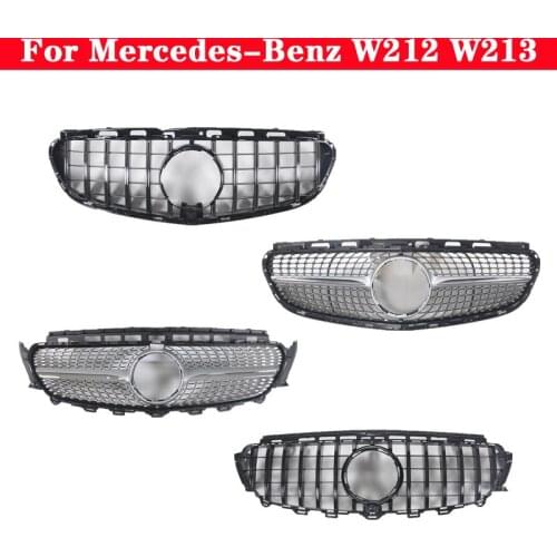 For Mercedes-Benz E-Class W212 W213 Car styling Middle grille ABS plastic Silver Black front bumper grill Auto Center Grille