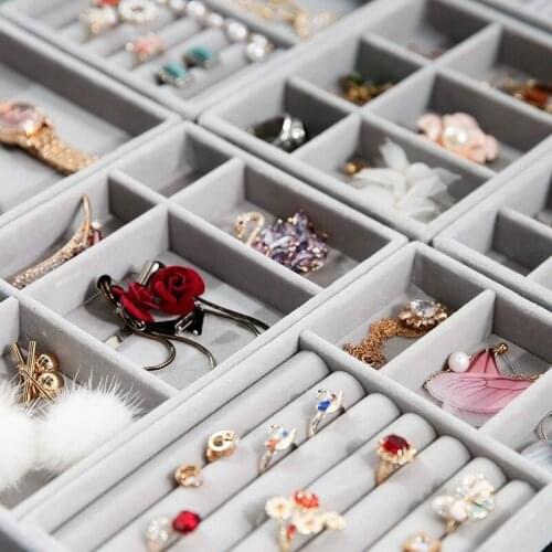 Velvet Jewelry Storage Tray Display Jewel Holder Stand Bracelet Necklace Ring Storage Box Showcase Drawer Jewelry Organizer