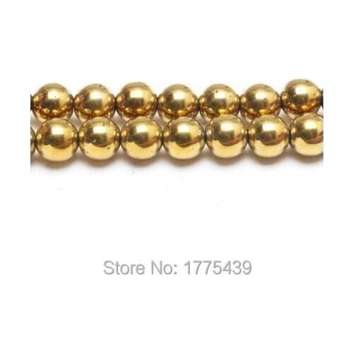 Free Shipping Wholesae 50Pcs/Lot Gold Hematite Beads For Handmade Bracelets10MM High Quality