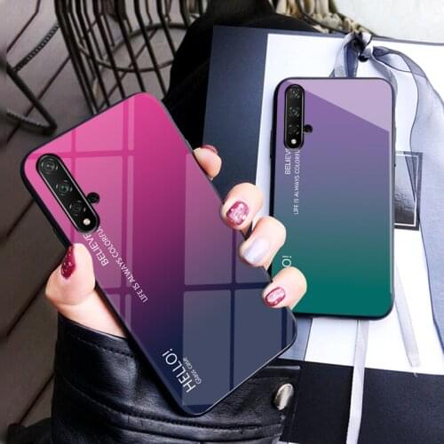 For Huawei Honor 20 Case Fashion Hard Tempered Glass Luxury Gradient Protective Back Cover case For huawei honor20 shell