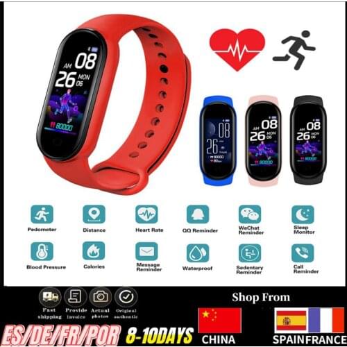 2021 M5 Fitness Bracelet Pedometer Heart Rate Blood Pressure Monitoring Bluetooth-compatible Multi-functional Band 5 Smart Watch