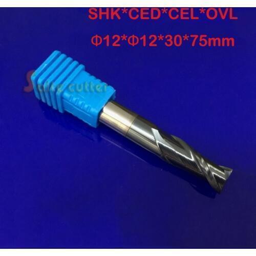 1pc 2 Flute Head 12mm Two Flute HRC55 Tungsten steel CNC milling Cutter Carbide End mills cutting hardness 55HRC 2F D12*30*75mm