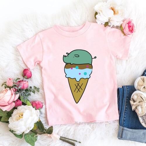 Ice Cream Graphics T Shirt Girls Cute Cherry Fashion Harajuku T-shirts Girls Summer Tops Casual Cartoon Print T Shirts