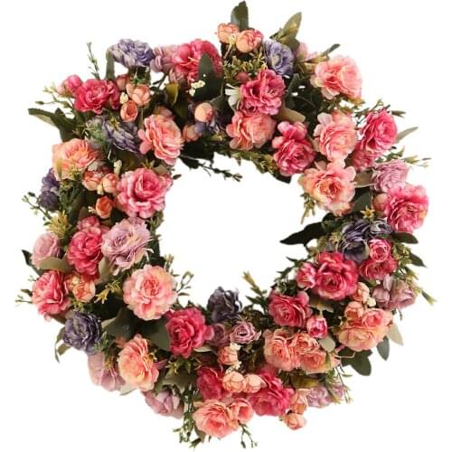 Garland Wall Hanging Valentines Day Gift Easter Simulation Wreath Rose Home Decorations Plastic Silk Wedding Decor Accesories