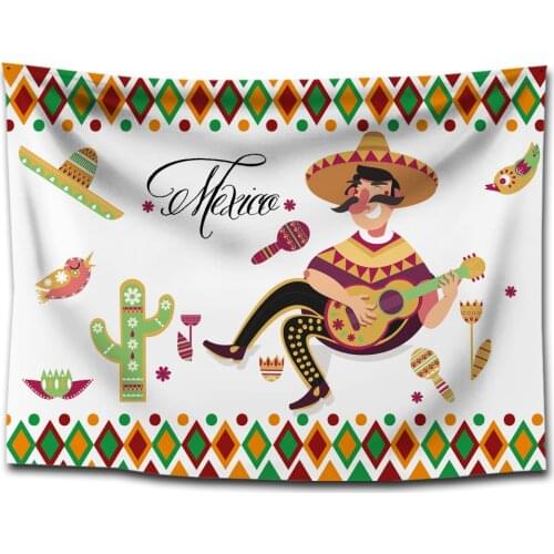 Mexican style denim revolvers tapestry tapestry cactus desert personality art home decor holiday party setting