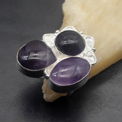 Hermosa Multi stone Unique Charms Purple Charoite Women Jewelry Band Ring 8# NY1316