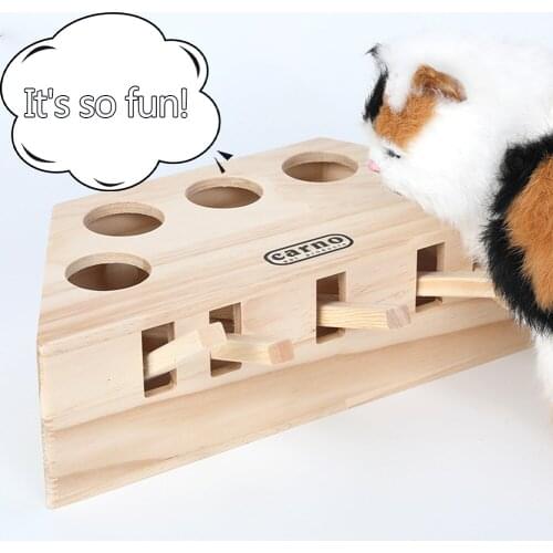 Interactive Cat Toy Catch Hunt Mouse Kitten Puppy Puzzle Funny Solid Wood Toys Indoor Huntint Scratch Toy Cats Supplies Pet Game