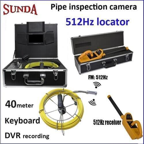 Underground pipe inspection camera with 512hz locator transmitter and 512hz receiver 40meter cable dvr,kebyoard free shipping