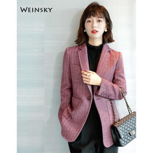 Classic Plaid Business Thick Suits Ladies Work Office Ladies Blazer Autumn And Winter Coat