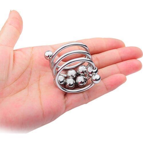 Dick Penis Cock Ring Cockring For Men Male 6 Beads Stainless Steel Chastity Time Bondage Delay Ejaculation Metal Sex Toys