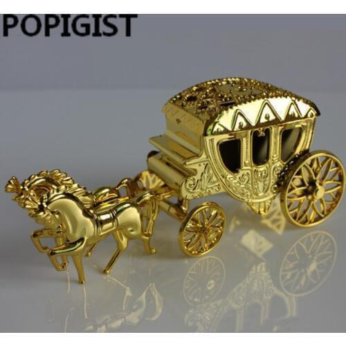 12pcs Cinderella Carriage Wedding Favor Boxes Candy Box Casamento Wedding Favors And Gifts Event & Party Supplies gold