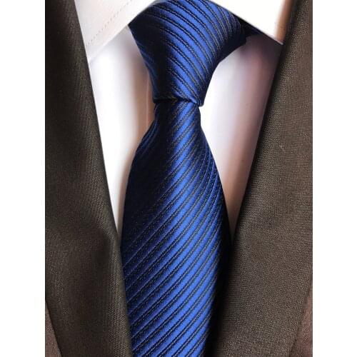 8cm Men Necktie Royal Blue Ties with Stripes
