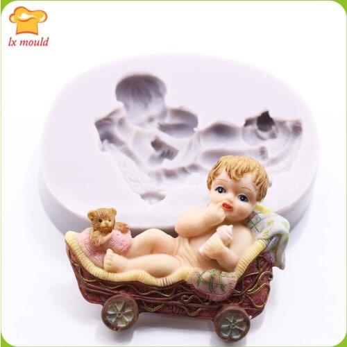 New Cradle Cart Baby DIY Hand Molds Food Grade Soft Mold Chocolate Mould