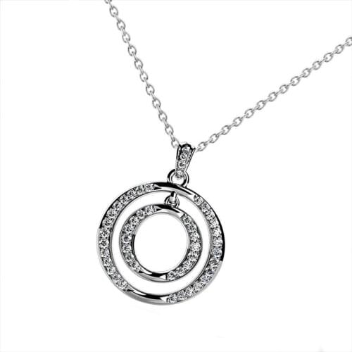 Huitan Luxury Circle Pendent Necklace Women Wedding Accessories Fashion Versatile Cubic Zirconia Necklace High Quality Jewelry