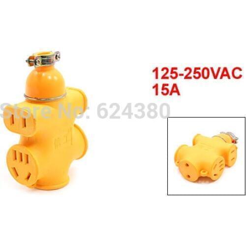 AC 125-250V 15A AU US EU 5 Five Power Outlet Waterproof Rewirable Industrial Socket Yellow
